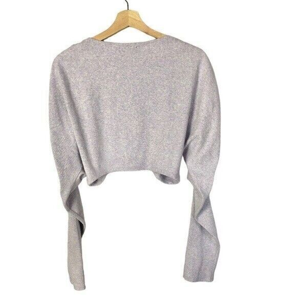 Majorelle Priscilla Dusty Lilac Lavender Ribbed Crop Long Sleeve Top M - Picture 3 of 6